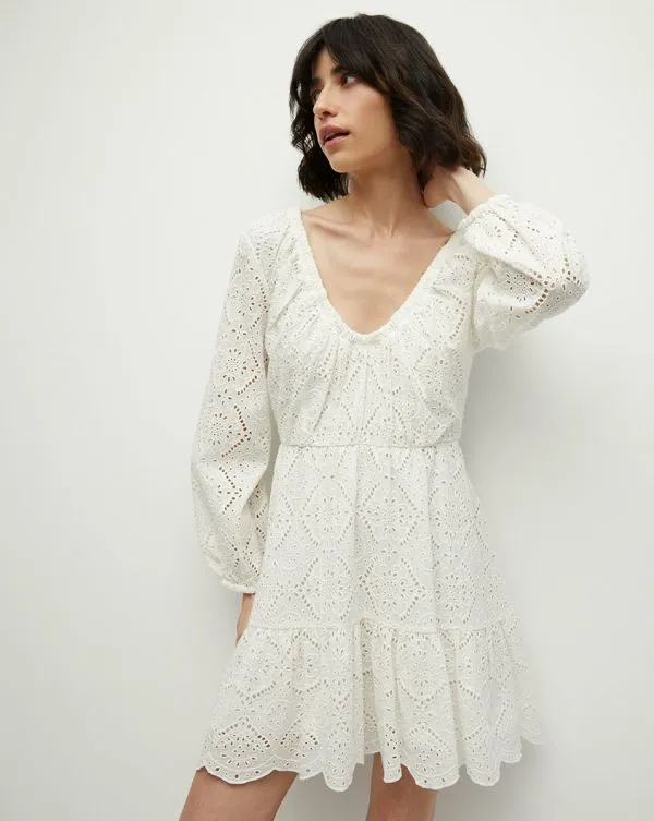 Calibra Eyelet Dress White Women Veronica Beard Dresses
