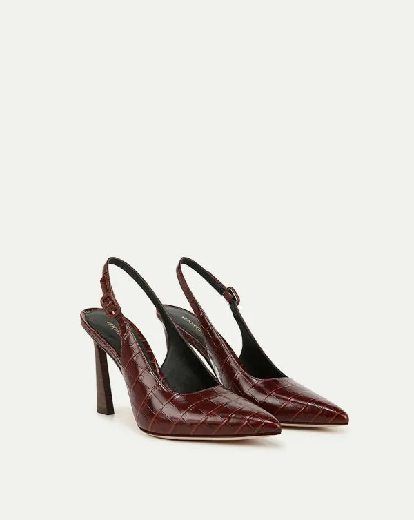 Callie CrocEmbossed Slingback Pump Sepia Women Veronica Beard Shoes Callie CrocEmbossed Slingback Pump Sepia Women Veronica Beard Shoes