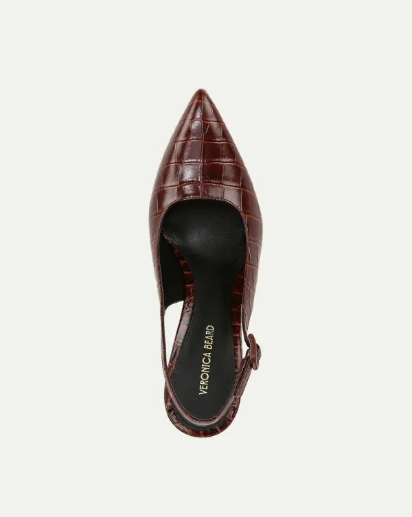 Callie CrocEmbossed Slingback Pump Sepia Women Veronica Beard Shoes Callie CrocEmbossed Slingback Pump Sepia Women Veronica Beard Shoes