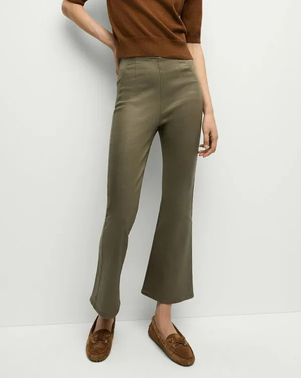 Carson Coated OffDuty KickFlare Jean Army High Gloss Women Veronica Beard Jeans