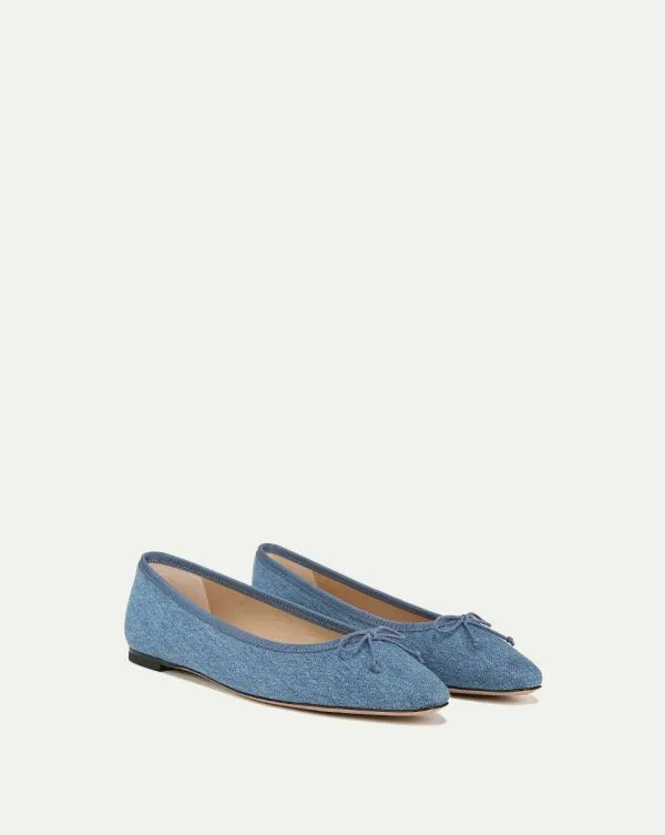 Catherine Denim Ballet Flat Blue Women Veronica Beard Shoes Catherine Denim Ballet Flat Blue Women Veronica Beard Shoes