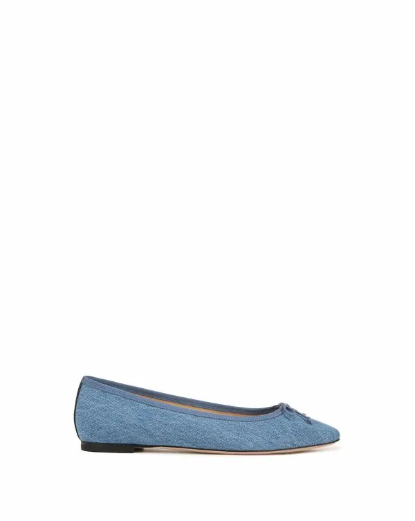 Catherine Denim Ballet Flat Blue Women Veronica Beard Shoes Catherine Denim Ballet Flat Blue Women Veronica Beard Shoes