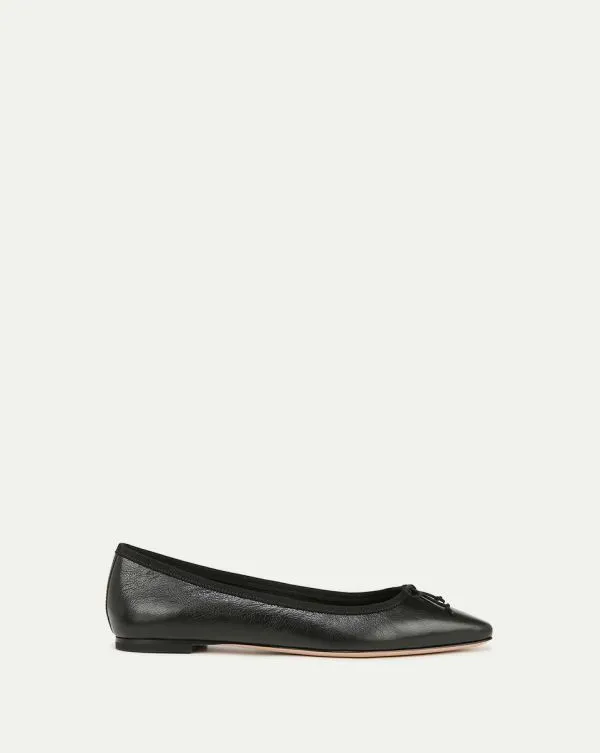 Catherine Leather Ballet Flat Black Women Veronica Beard Shoes