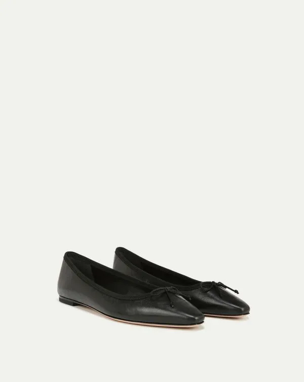 Catherine Leather Ballet Flat Black Women Veronica Beard Shoes