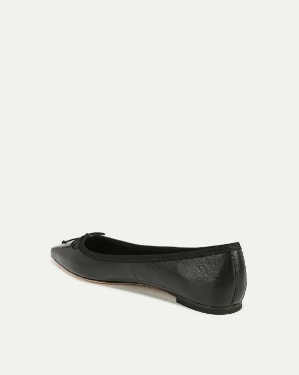 Catherine Leather Ballet Flat Black Women Veronica Beard Shoes