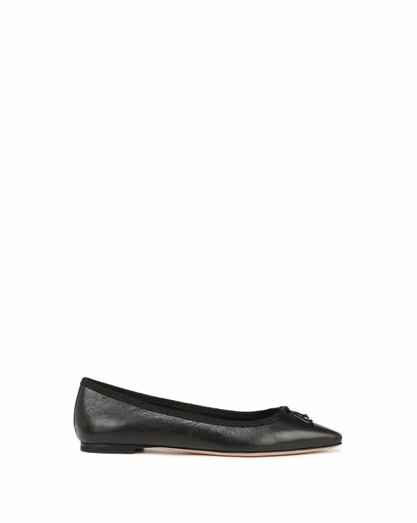 Catherine Leather Ballet Flat Black Women Veronica Beard Shoes