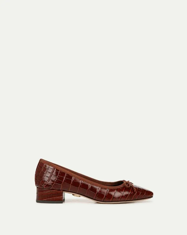 Cecile CrocEmbossed Ballet Pump Sepia Women Veronica Beard Shoes