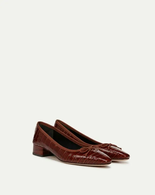 Cecile CrocEmbossed Ballet Pump Sepia Women Veronica Beard Shoes Cecile CrocEmbossed Ballet Pump Sepia Women Veronica Beard Shoes