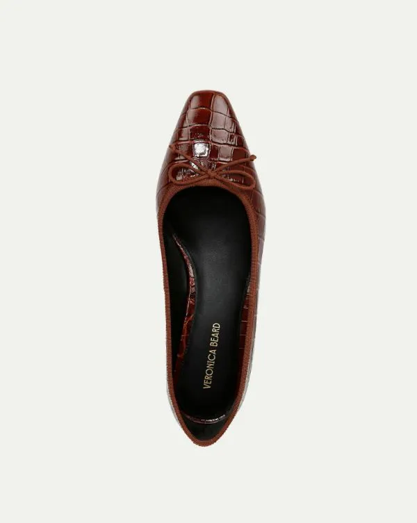 Cecile CrocEmbossed Ballet Pump Sepia Women Veronica Beard Shoes Cecile CrocEmbossed Ballet Pump Sepia Women Veronica Beard Shoes