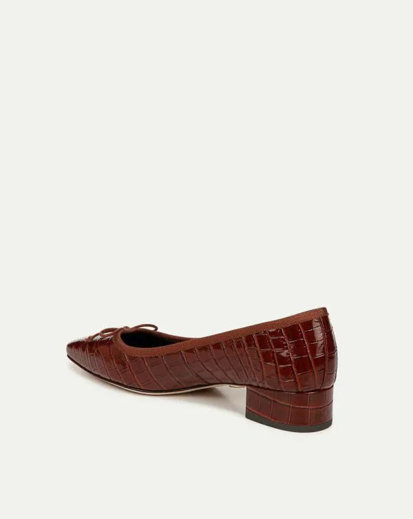 Cecile CrocEmbossed Ballet Pump Sepia Women Veronica Beard Shoes Cecile CrocEmbossed Ballet Pump Sepia Women Veronica Beard Shoes