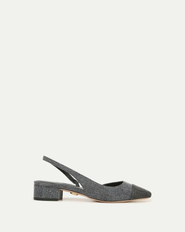 Cecile Denim CapToe Slingback Blueandblack Women Veronica Beard Shoes