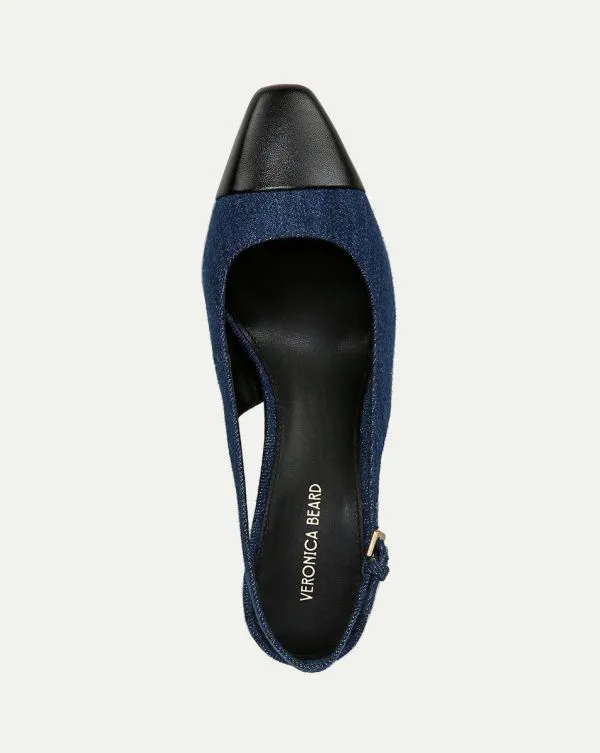 Cecile Denim CapToe Slingback Pump Denim Blueandblack Women Veronica Beard Shoes