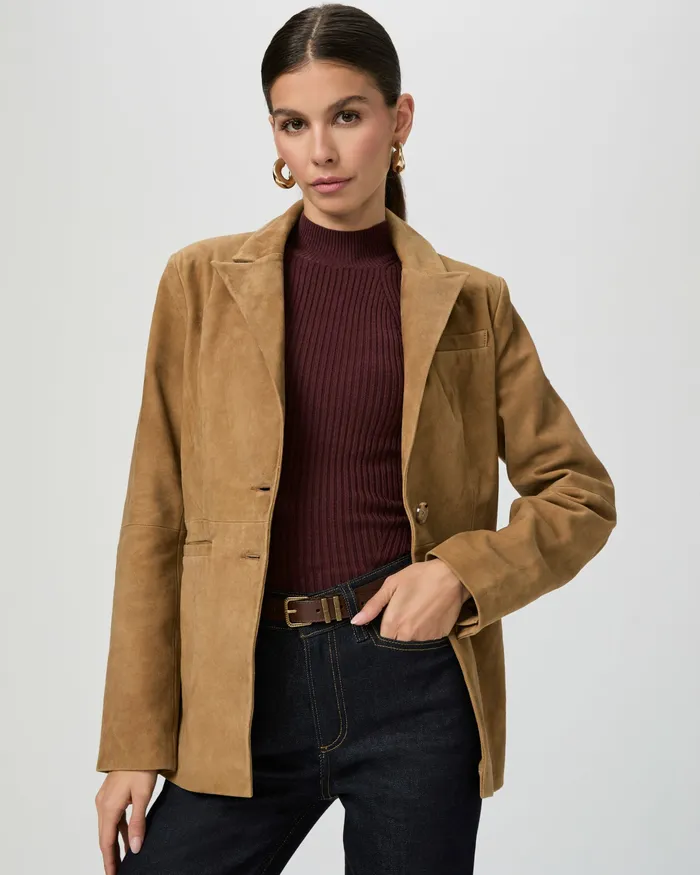 Charli Blazer 8211 Tobacco Suede Women Jackets and Coats PAIGE