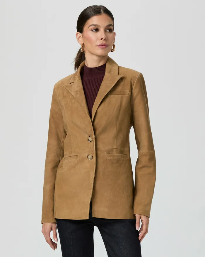 Charli Blazer 8211 Tobacco Suede Women Jackets and Coats PAIGE