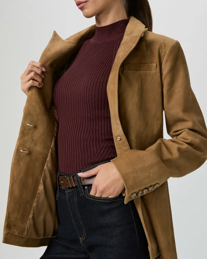 Charli Blazer 8211 Tobacco Suede Women Jackets and Coats PAIGE