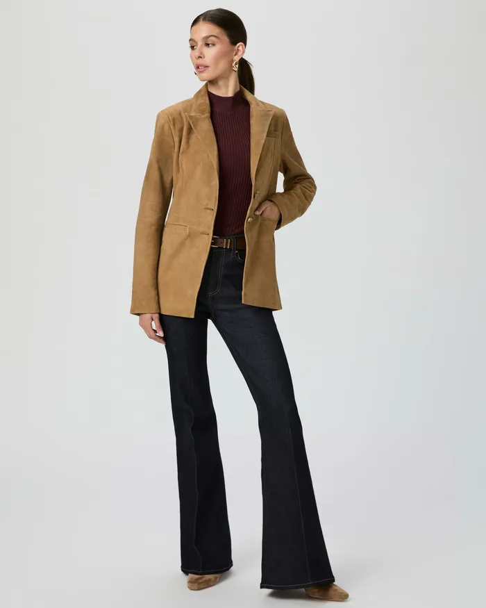 Charli Blazer 8211 Tobacco Suede Women Jackets and Coats PAIGE