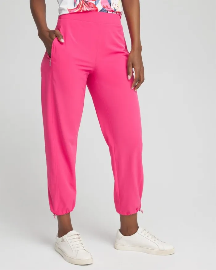 Chico039s Activewear Zenergy UPF Neema Bungee Cropped Pants Pink Bromeliad 8211 Clothing