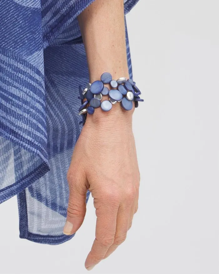 Chico039s Bracelets Blue Shell Magnetic Bracelet Blue Multi 8211 Shoes and Accessories Chico039s Bracelets Blue Shell Magnetic Bracelet Blue Multi 8211 Shoes and Accessories