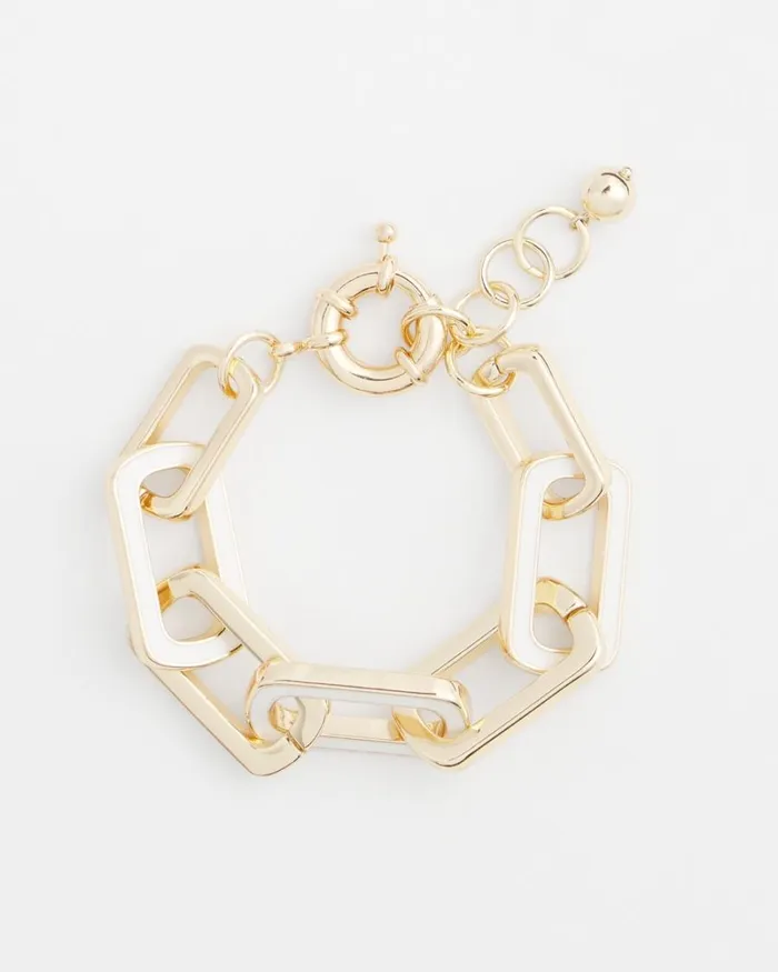 Chico039s Bracelets Enamel Chain Bracelet White 8211 Shoes and Accessories