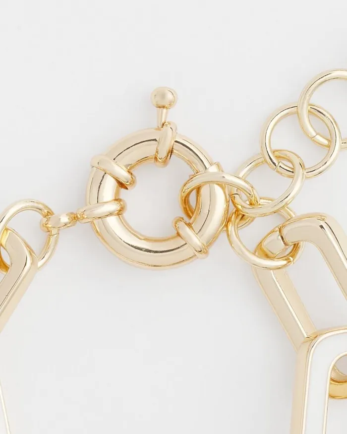 Chico039s Bracelets Enamel Chain Bracelet White 8211 Shoes and Accessories