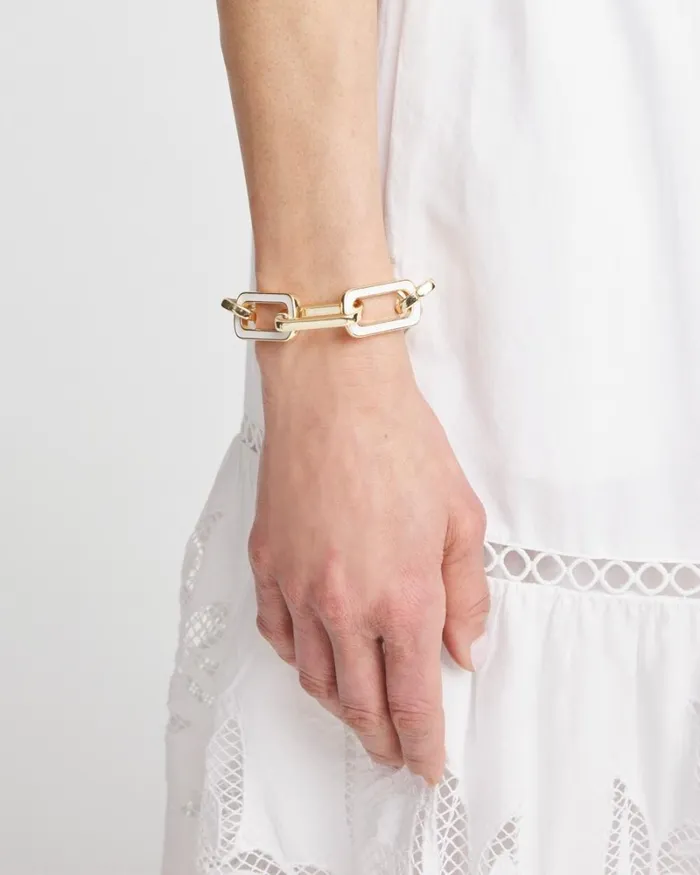 Chico039s Bracelets Enamel Chain Bracelet White 8211 Shoes and Accessories