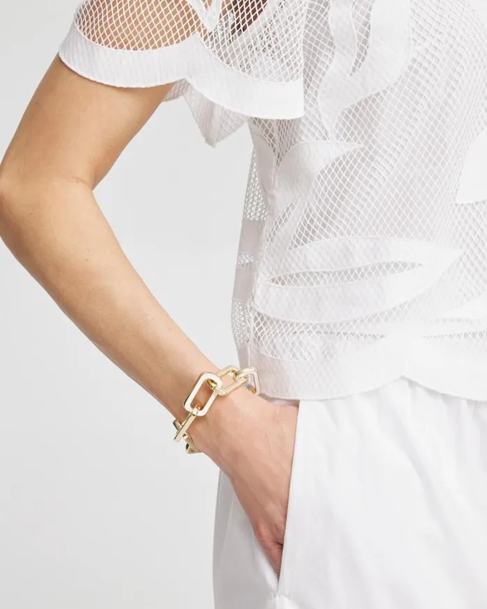 Chico039s Bracelets Enamel Chain Bracelet White 8211 Shoes and Accessories