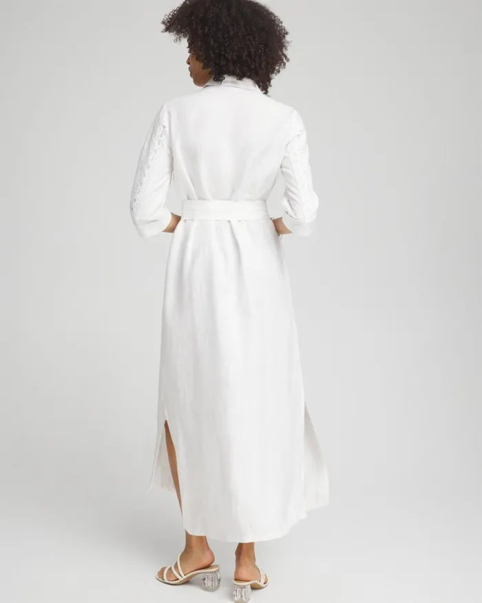 Chico039s Dresses Linen Lace Shirt Dress Alabaster 8211 Clothing