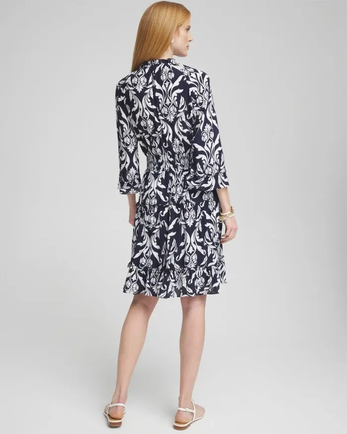 Chico039s Dresses Scrolls Ruffle Bell Sleeve Dress Classic Navy 8211 Clothing Chico039s Dresses Scrolls Ruffle Bell Sleeve Dress Classic Navy 8211 Clothing