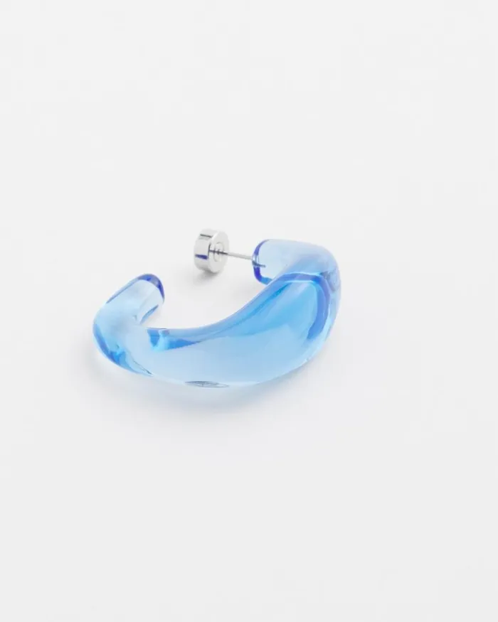 Chico039s Earrings No Droop Blue Lucite Square Hoops Blue 8211 Shoes and Accessories