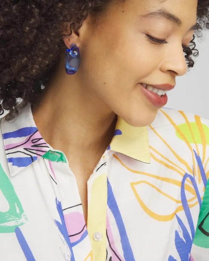 Chico039s Earrings No Droop Blue Lucite Square Hoops Blue 8211 Shoes and Accessories