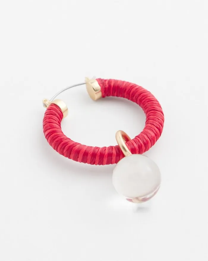 Chico039s Earrings No Droop Convertible Red Hoops Madeira Red 8211 Shoes and Accessories