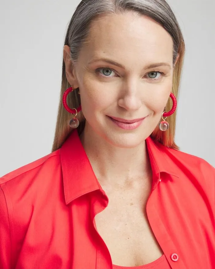 Chico039s Earrings No Droop Convertible Red Hoops Madeira Red 8211 Shoes and Accessories