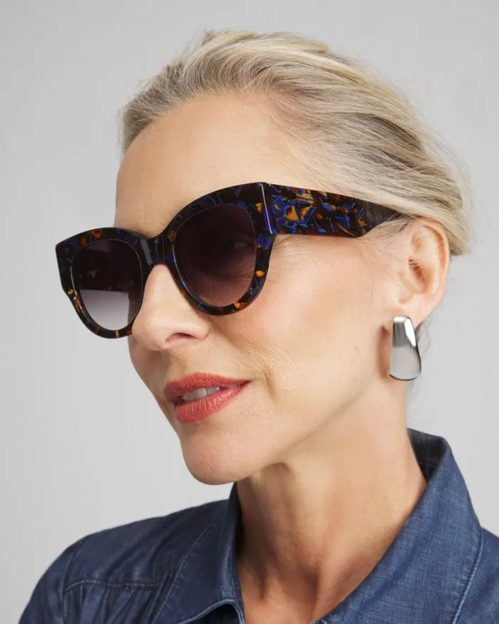 Chico039s Eyewear Blue Faux Tort Cateye Sunglasses Blue 8211 Shoes and Accessories Chico039s Eyewear Blue Faux Tort Cateye Sunglasses Blue 8211 Shoes and Accessories