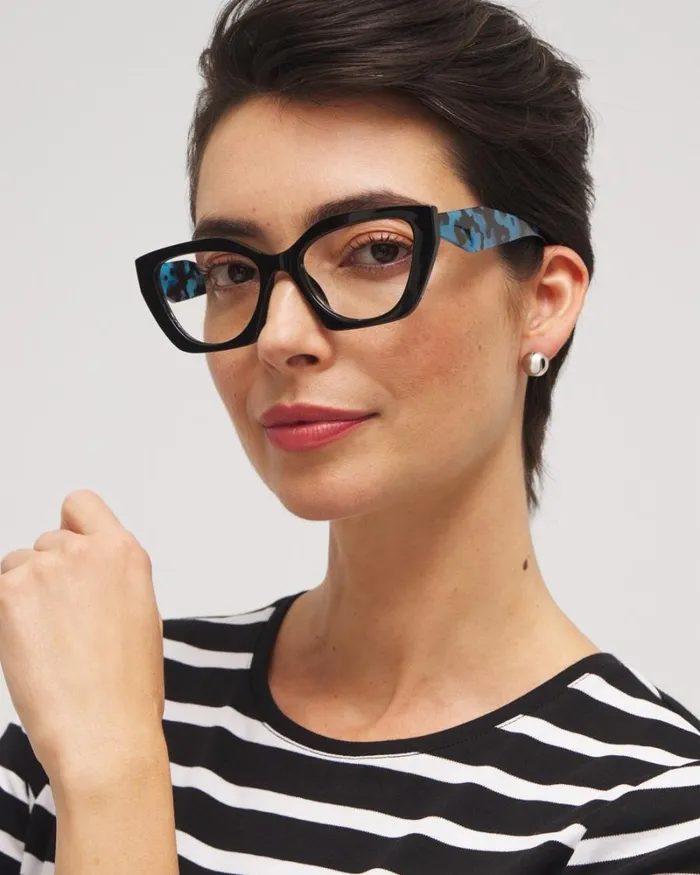 Chico039s Eyewear Blue Faux Tort Readers Blue 8211 Shoes and Accessories