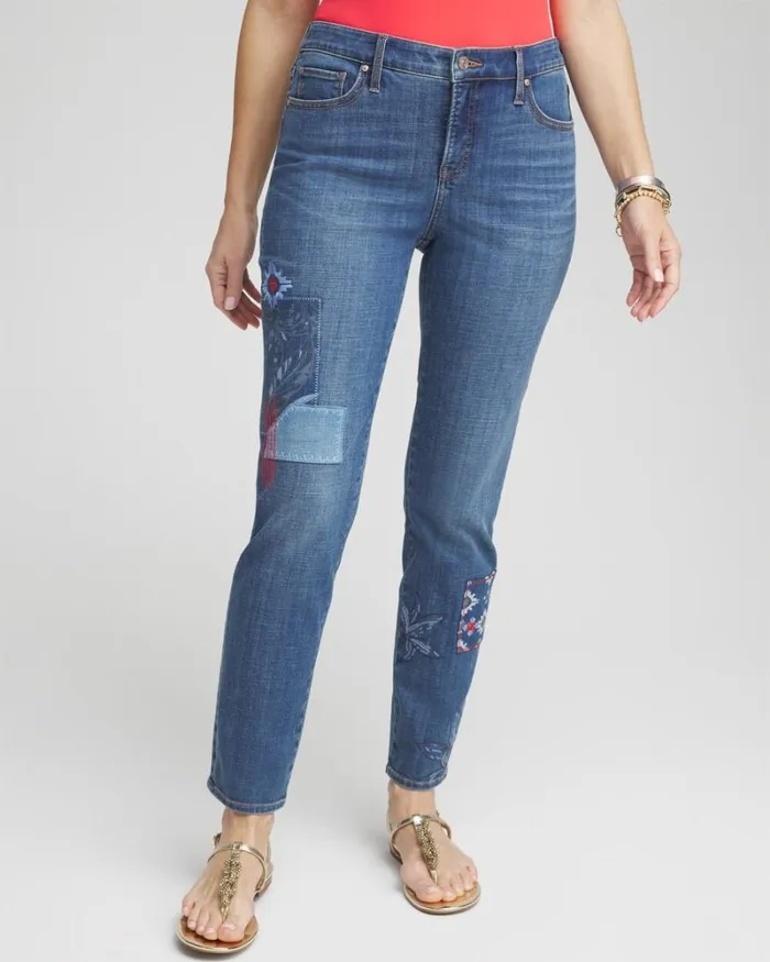 Chico039s Jeans and Denim Girlfriend Patchwork Ankle Jeans Palace Indigo 8211 Clothing