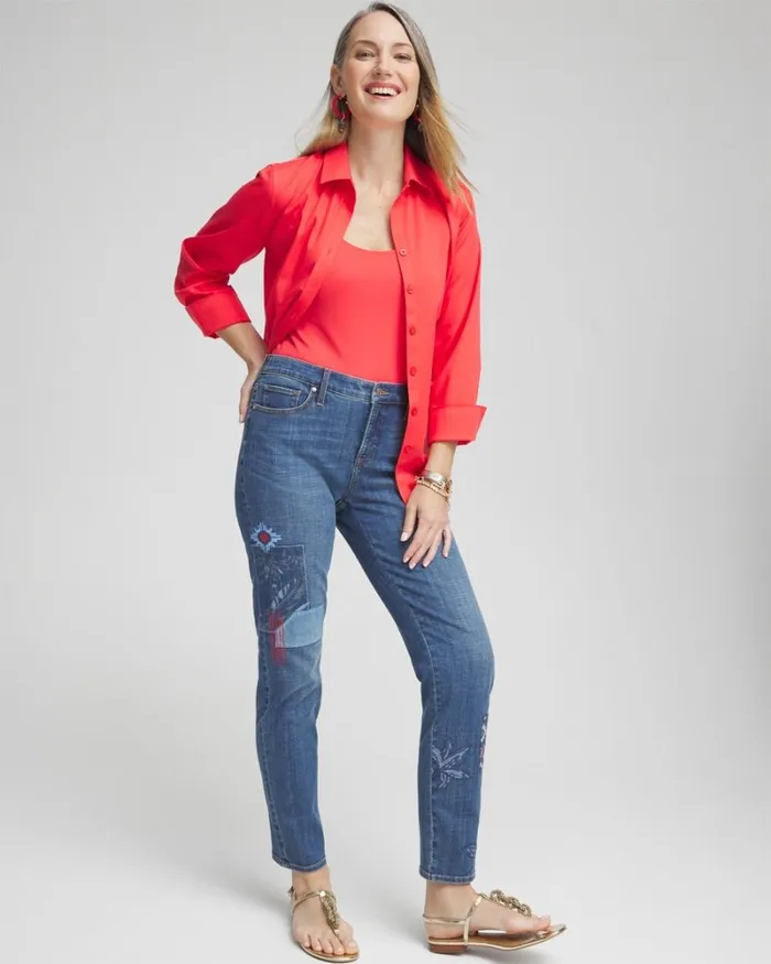 Chico039s Jeans and Denim Girlfriend Patchwork Ankle Jeans Palace Indigo 8211 Clothing Chico039s Jeans and Denim Girlfriend Patchwork Ankle Jeans Palace Indigo 8211 Clothing