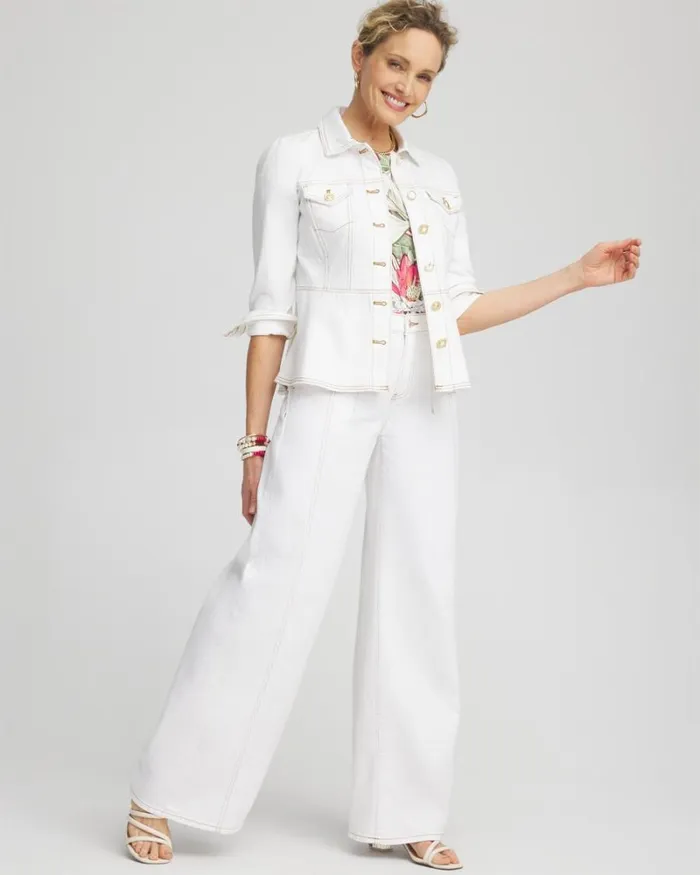 Chico039s Matching Sets High Rise Palazzo Jeans Alabaster 8211 Clothing