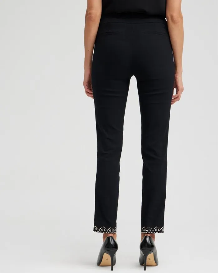 Chico039s Pants Brigitte Embellished Hem Ankle Pants Black 8211 Clothing