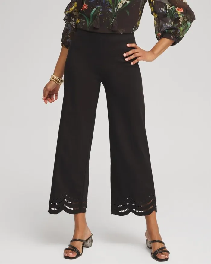 Chico039s Pants Juliet Eyelet Hem Culotte Pants Alabaster 8211 Clothing