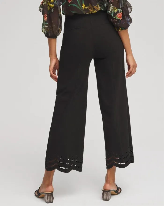 Chico039s Pants Juliet Eyelet Hem Culotte Pants Alabaster 8211 Clothing
