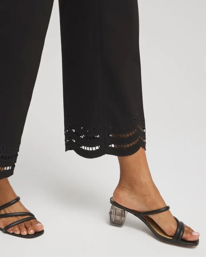 Chico039s Pants Juliet Eyelet Hem Culotte Pants Alabaster 8211 Clothing