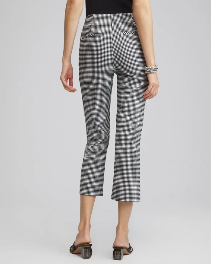 Chico039s Pants Juliet Gingham Straight Crops Alabasterblue 8211 Clothing