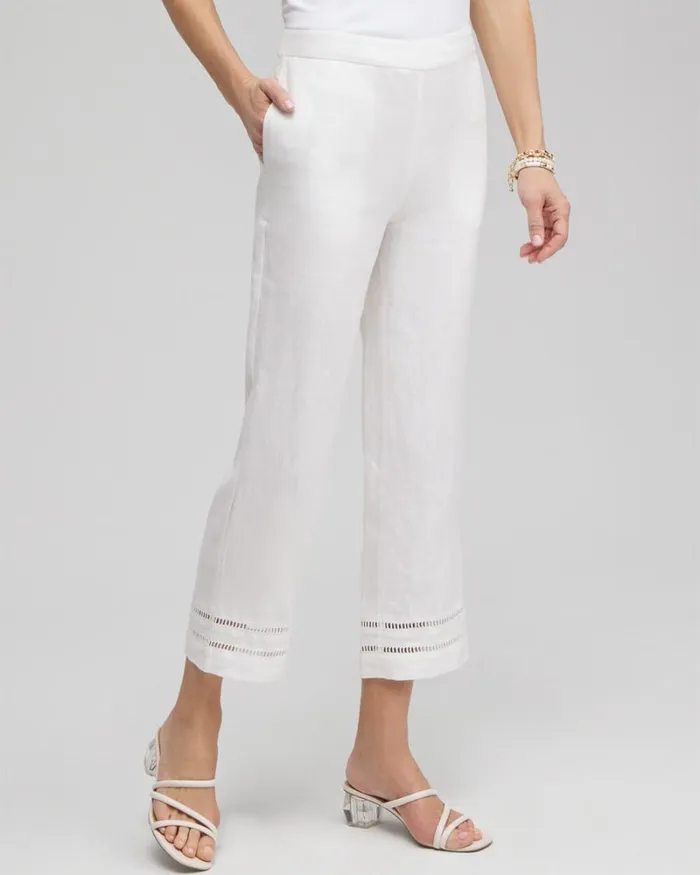 Chico039s Pants Linen Ladder Trim Cropped Pants Alabaster 8211 Clothing