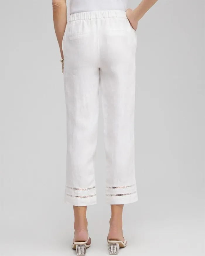 Chico039s Pants Linen Ladder Trim Cropped Pants Alabaster 8211 Clothing