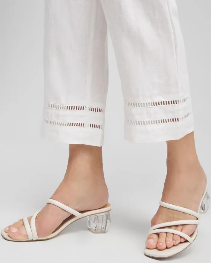 Chico039s Pants Linen Ladder Trim Cropped Pants Alabaster 8211 Clothing