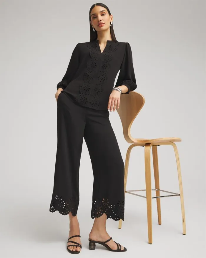 Chico039s Pants Satin Eyelet Hem Culottes Verdant Green 8211 Clothing