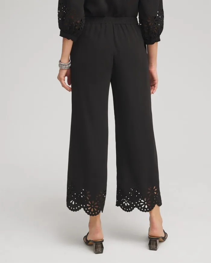 Chico039s Pants Satin Eyelet Hem Culottes Verdant Green 8211 Clothing