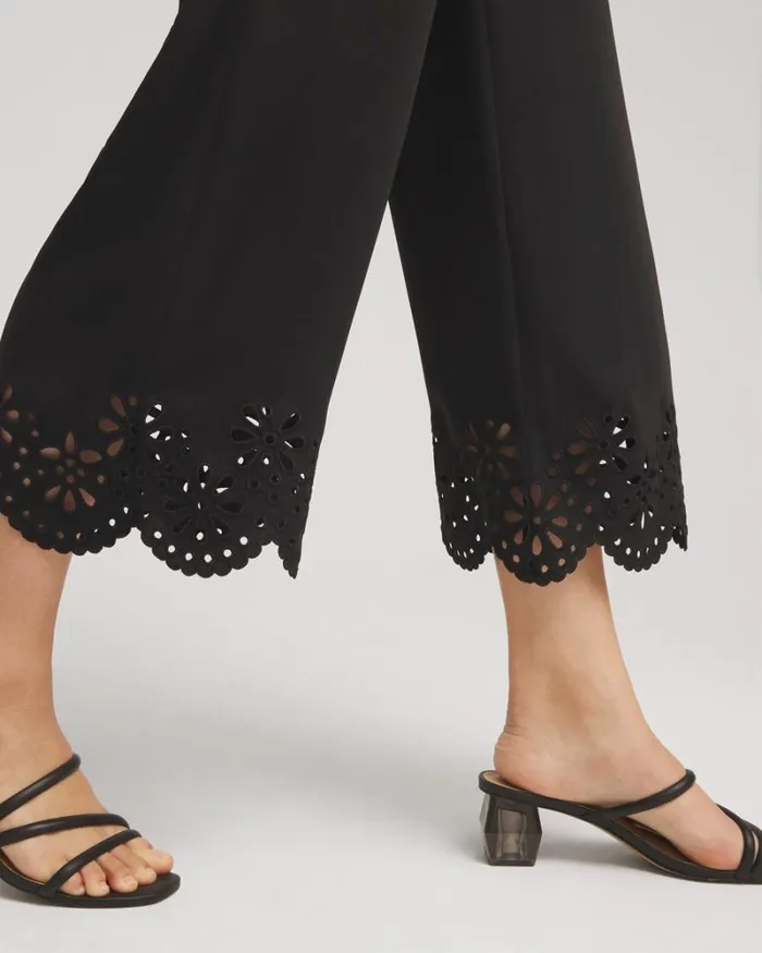 Chico039s Pants Satin Eyelet Hem Culottes Verdant Green 8211 Clothing