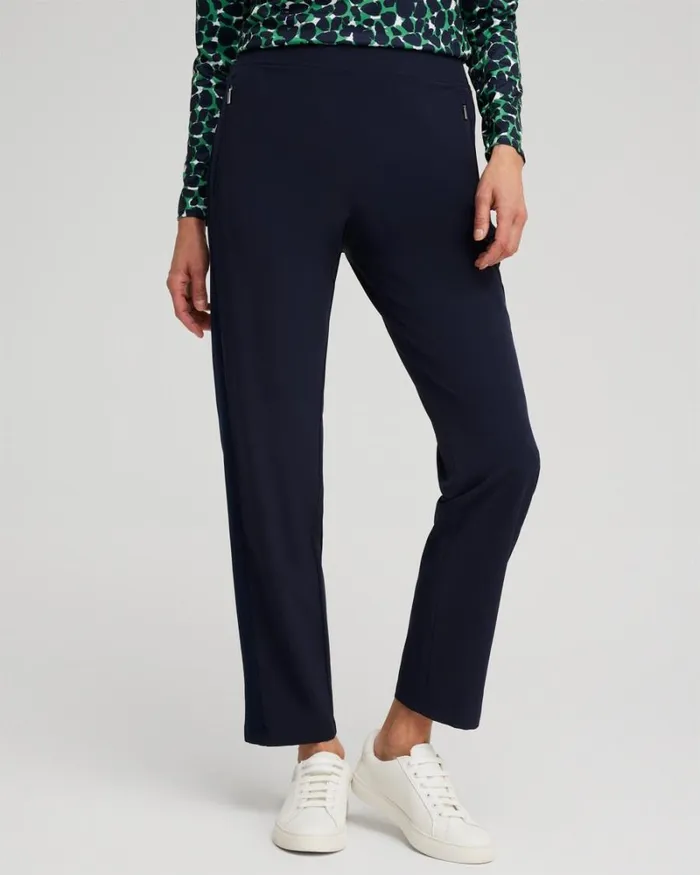 Chico039s Pants Zenergy UPF Ribbed Side Ankle Pants Classic Navy 8211 Clothing