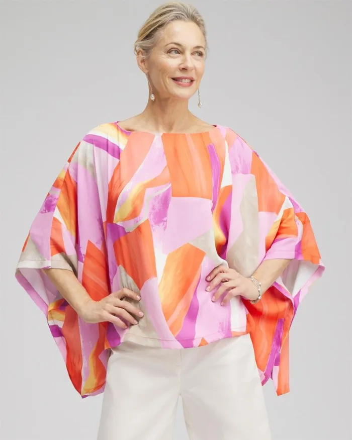 Chico039s Ponchos and Ruanas Abstract Print Poncho Nectarine 8211 Shoes and Accessories Chico039s Ponchos and Ruanas Abstract Print Poncho Nectarine 8211 Shoes and Accessories